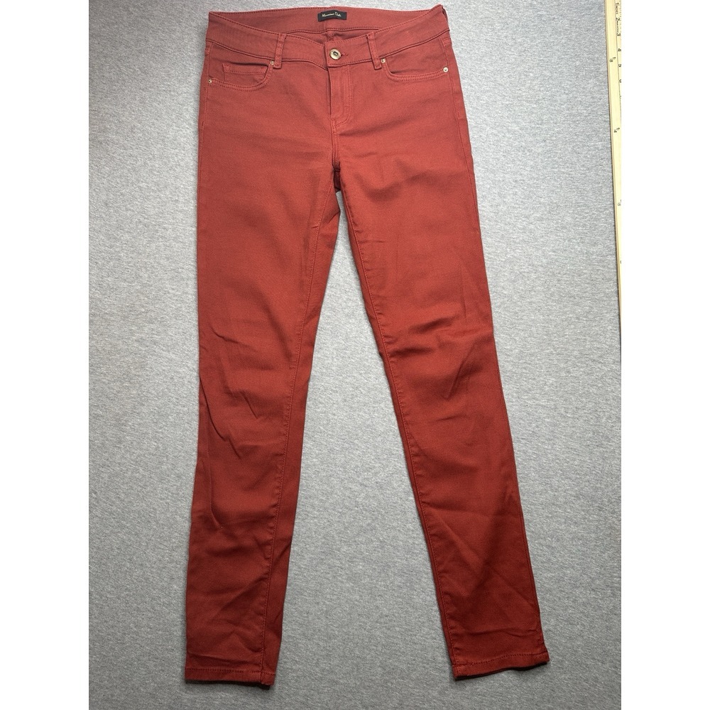 MASSIMO DUTTI Womens Size 6 38 Skinny Fit Chino Pants Red Orange Ankle Crop